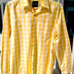 Tommy Bahama Mens Large Yellow Plaid Shirt